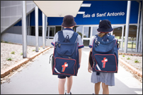 School Students with backpack going to school